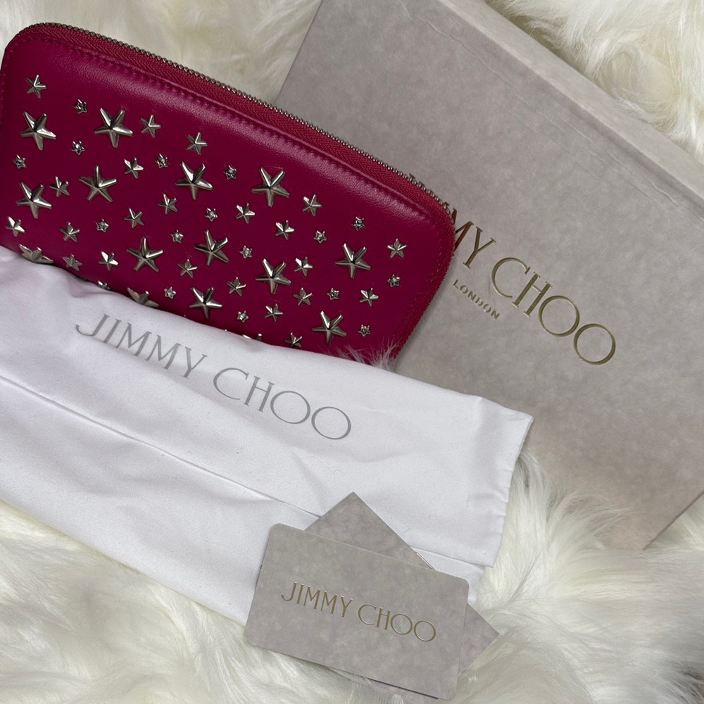 Jimmy Choo Fuchsia Clutch with Silver Stars